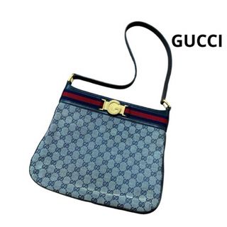 グッチ(Gucci)のグッチ　ショルダーバッグ　シェリーライン　ネイビー　ゴールド金具(ショルダーバッグ)