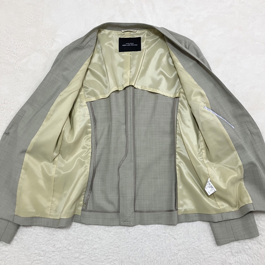 UNITED ARROWS green label relaxing(ユナイテッドアローズグリーンレーベルリラクシング)の未使用級 大きめサイズ 42 ノーカラー 淡緑 セットアップ スーツ パンツ レディースのフォーマル/ドレス(スーツ)の商品写真