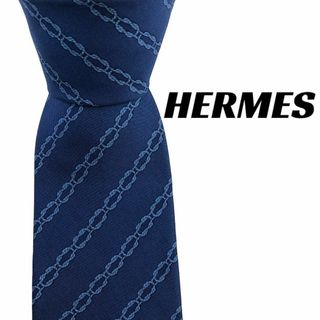 Hermes - 【6067】美品！ エルメス　ネクタイ ブルー系