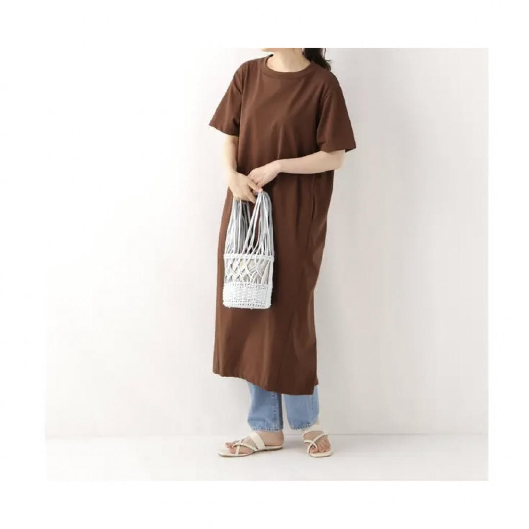 unfil (アンフィル)の着用1回　unfil ORGANIC COTTON ジャージーTシャツワンピース レディースのワンピース(ロングワンピース/マキシワンピース)の商品写真