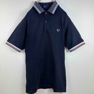 フレッドペリー(FRED PERRY)の大人気　フレッドペリー　ポロシャツ　半袖　S ビンテージ　紺白赤水色　古着(ポロシャツ)