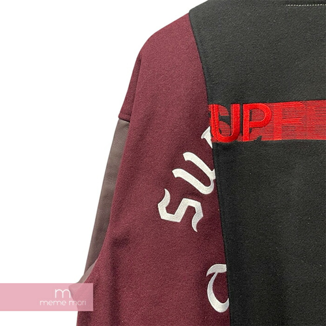 Supreme×MM6 Maison Margiela 2024SS Split Varsity Jacket シュプリーム MM6メゾンマルジェラ スプリット ヴァーシティジャケット ブルゾン レザージャケット 素材切替 刺繍ロゴ パッチ マルチカラーサイズM【240402】【新古品】【me04】 メンズのジャケット/アウター(その他)の商品写真