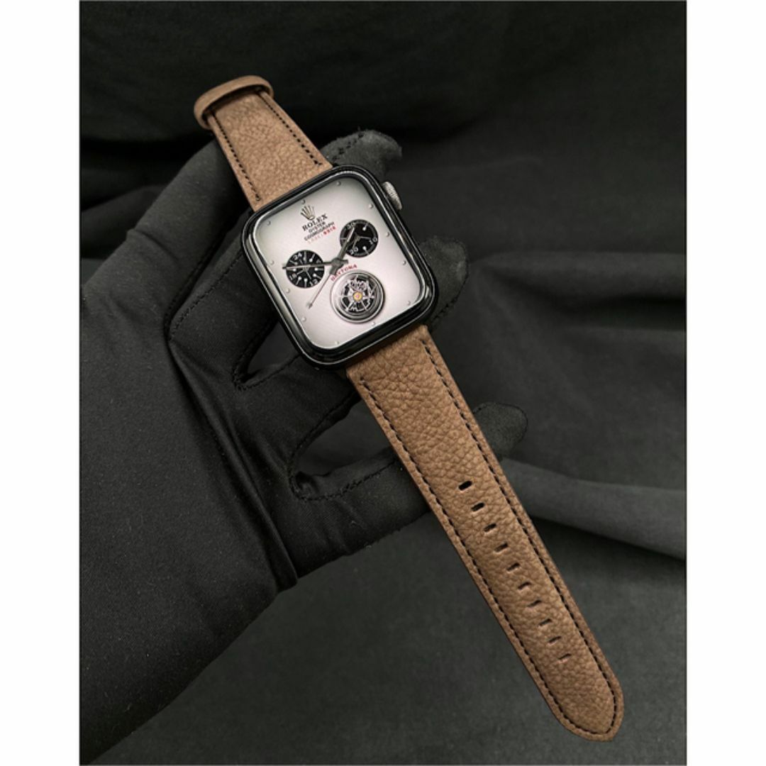 肉厚トゴレザーベルト　全アップルウォッチ用バタフライバックル付き レディースのファッション小物(腕時計)の商品写真