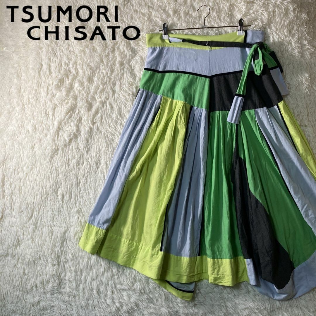 TSUMORI CHISATO(ツモリチサト)の美品 ツモリチサト クレイジーパターン フレアスカート パステルカラー 2 M レディースのスカート(ロングスカート)の商品写真