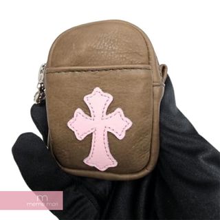 Chrome Hearts - CHROME HEARTS Leather Cross Patch AirPods Case クロムハーツ エアポッズケース レザーパッチ クロスポール ストラップ 小物 シルバー925 ブラウン×ピンク 【240329】【新古品】【me04】