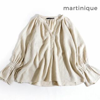 マルティニーク(martinique)の847*マルティニーク martinique リネン混 Vネック ブラウス(シャツ/ブラウス(長袖/七分))