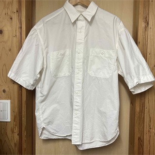 ジーユー(GU)のGU オーバーサイズワークシャツ(5分袖)白M(シャツ)