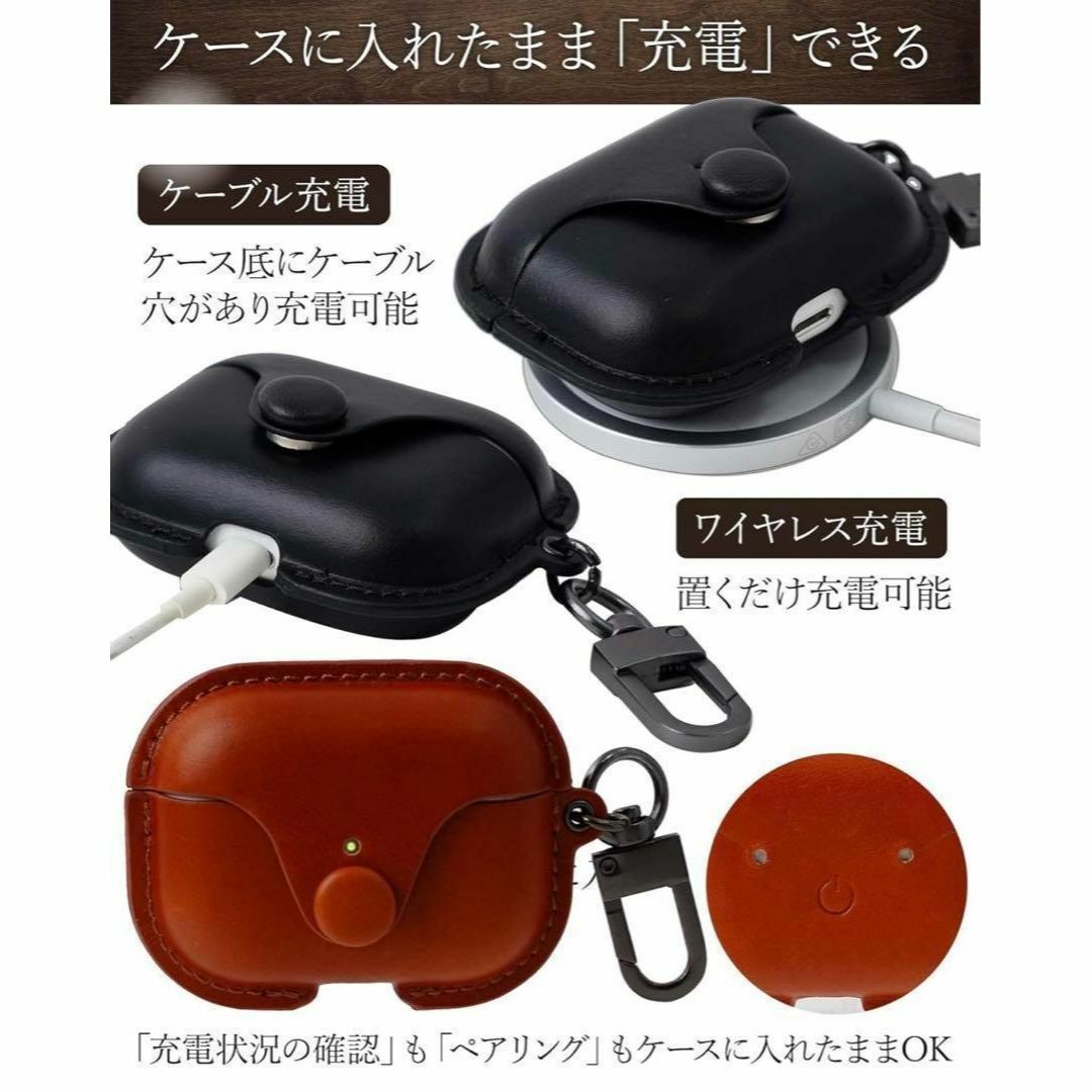 Airpods proエアポッズプロ第2世代 1世代も対応 保護ケース 革風 スマホ/家電/カメラのスマホアクセサリー(モバイルケース/カバー)の商品写真