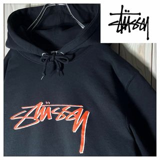 STUSSY - 【美品 M】ステューシー ストックロゴ スウェット パーカー 黒