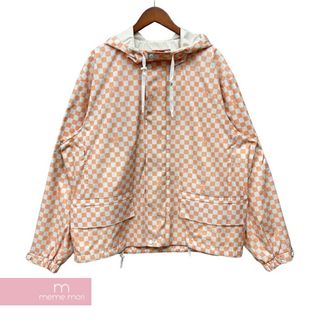 LOUIS VUITTON 2024SS Damier Wind Breaker 1AFHVZ ルイヴィトン ダミエウィンドブレーカー フード ダミエ柄  ホワイト×オレンジ サイズ52【240405】【新古品】【me04】