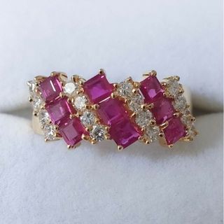 ダイヤモンド×ルビー リング K18YG 1.31ct 0.49ct 6.6g(リング(指輪))