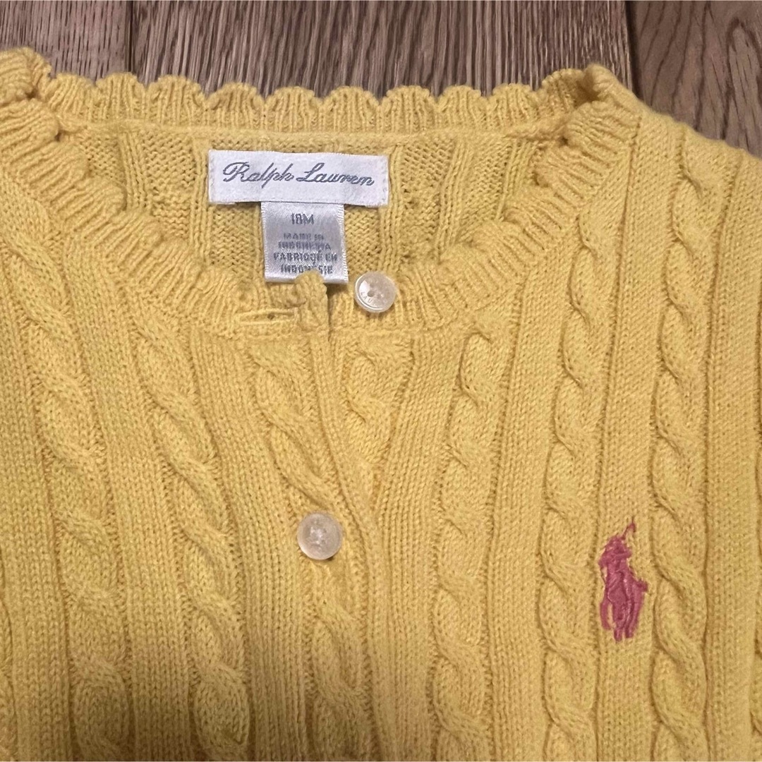 Ralph Lauren(ラルフローレン)の☆美品☆ラルフローレン　長袖　黄色　キッズベビー　綿　女の子　ガールズ キッズ/ベビー/マタニティのベビー服(~85cm)(カーディガン/ボレロ)の商品写真