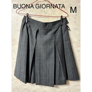 ボナジョルナータ(BUONA GIORNATA)のボナジョルナータ　グレーストライプの膝丈スカート　M(ひざ丈スカート)