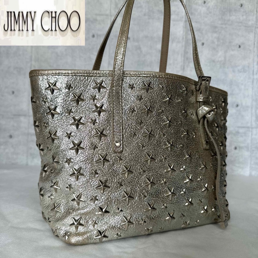 JIMMY CHOO(ジミーチュウ)の【JIMMY CHOO】SASHA/S シルバー スタースタッズ トートバッグ レディースのバッグ(トートバッグ)の商品写真