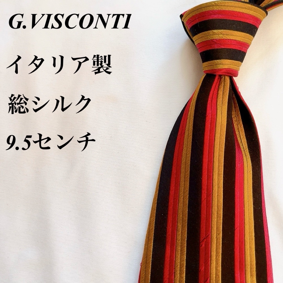 VISCONTI(ビスコンティ)の美品★G.VISCONTI★ストライブ柄★総シルク★イタリア製★ネクタイ★9.5 メンズのファッション小物(ネクタイ)の商品写真