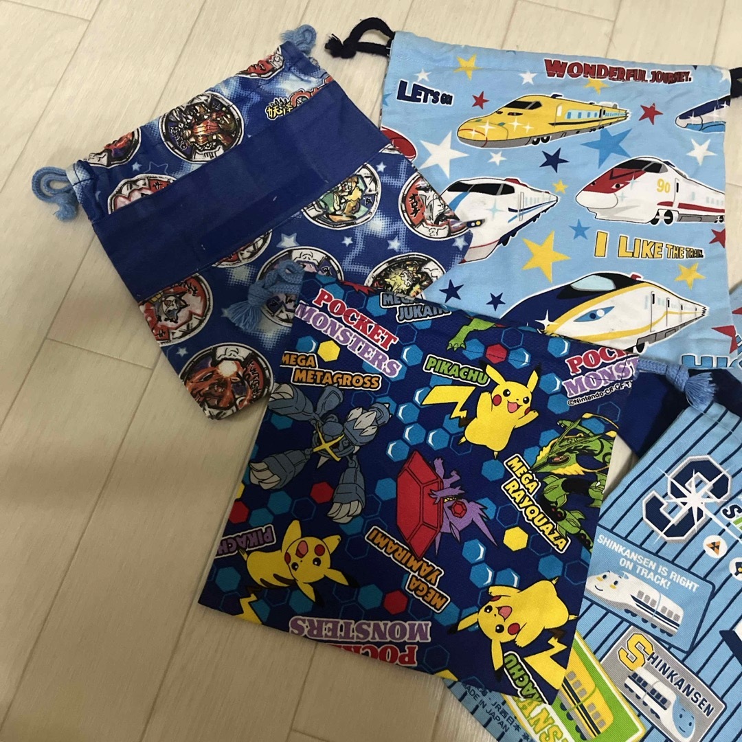 ナフキン　巾着セット　男の子用 ハンドメイドのハンドメイド その他(その他)の商品写真