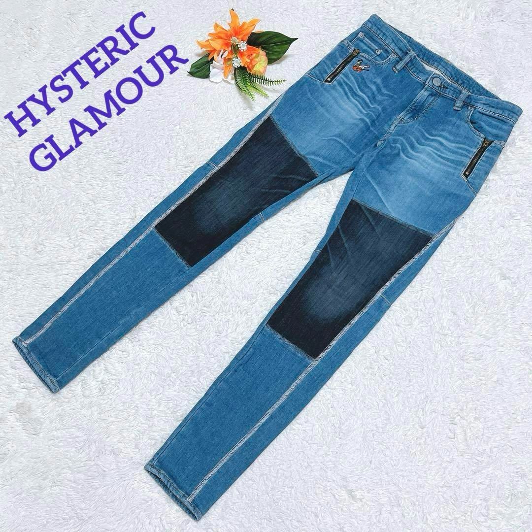 HYSTERIC GLAMOUR(ヒステリックグラマー)の美品✨ヒステリックグラマー　スキニーデニム　ストレッチ　刺繍　XS　ブルー レディースのパンツ(デニム/ジーンズ)の商品写真