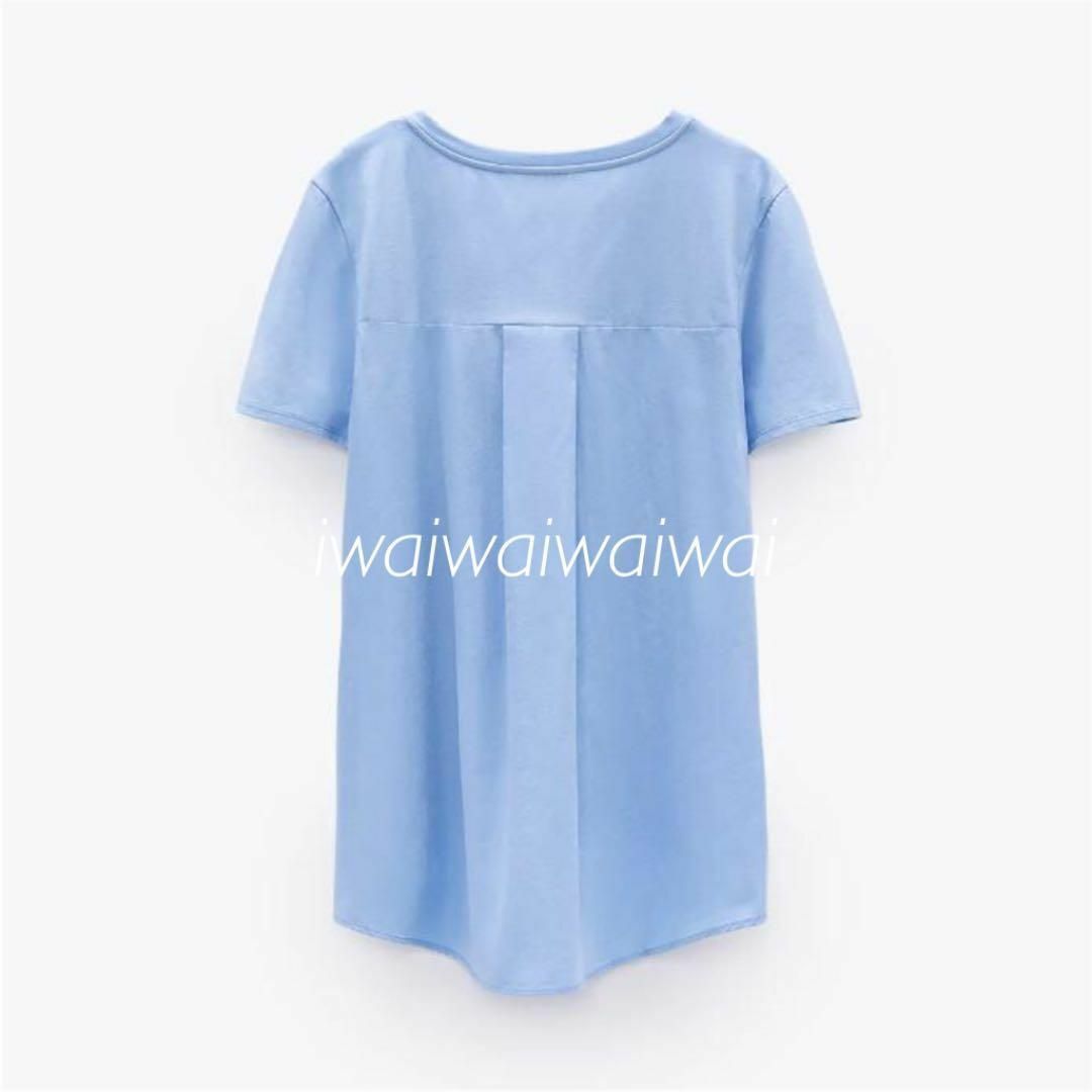 ZARA(ザラ)の新品 ZARA M テキストプリント アシンメトリー Tシャツ レディースのトップス(Tシャツ(半袖/袖なし))の商品写真