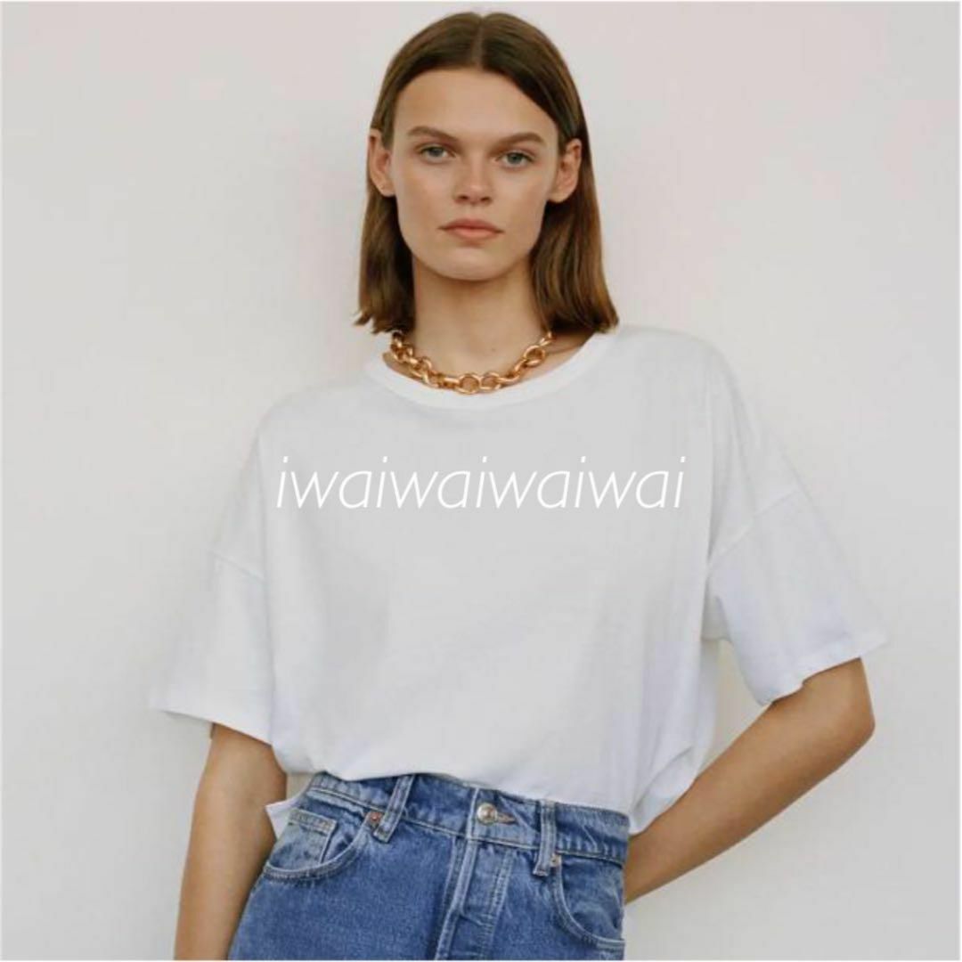 ZARA(ザラ)の新品 ZARA M オーバーサイズ アシンメトリー Tシャツ BK レディースのトップス(Tシャツ(半袖/袖なし))の商品写真