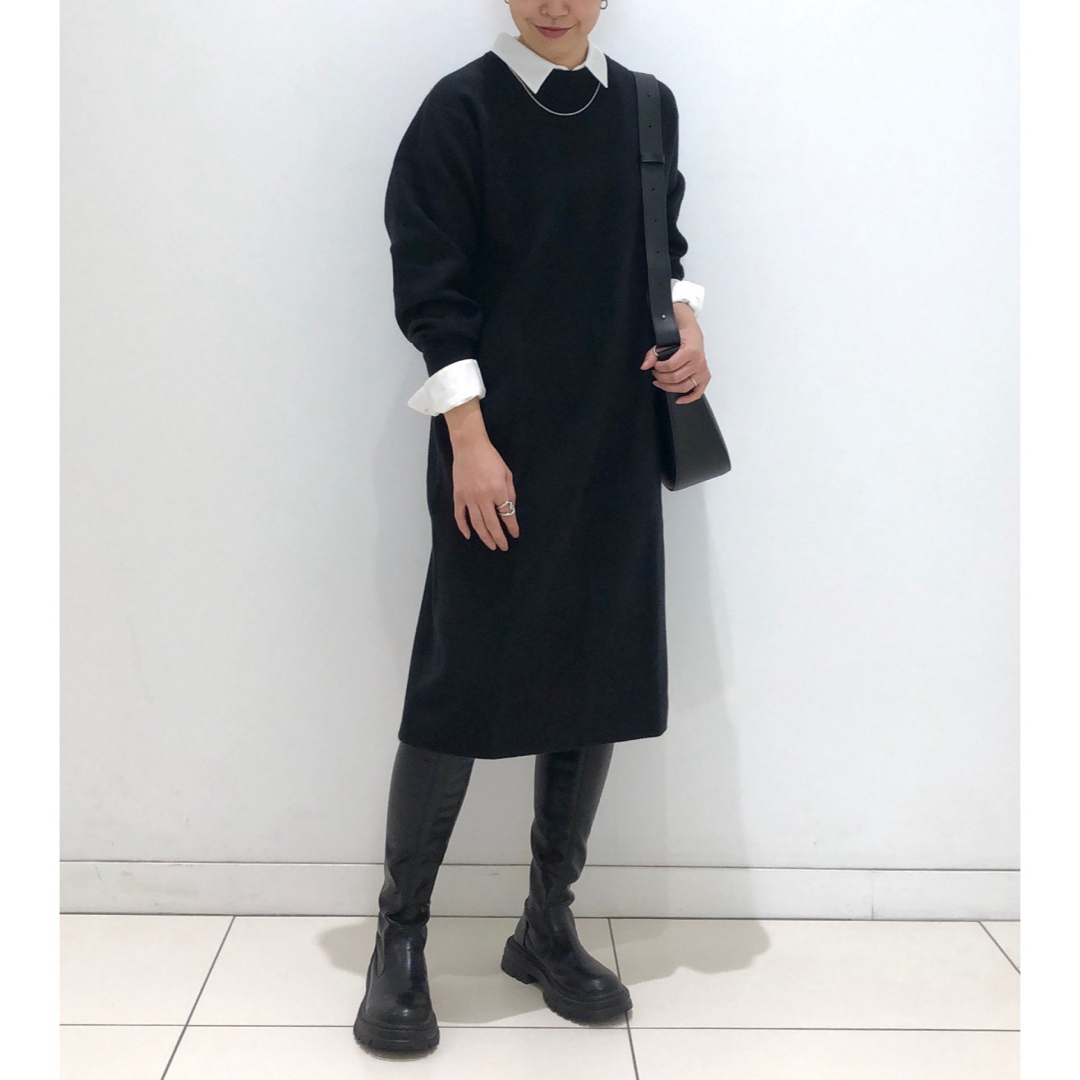 UNIQLO(ユニクロ)のスフレヤーンワンピース（スムース・長袖）　gu ZARA プラステ　しまむら レディースのワンピース(ひざ丈ワンピース)の商品写真