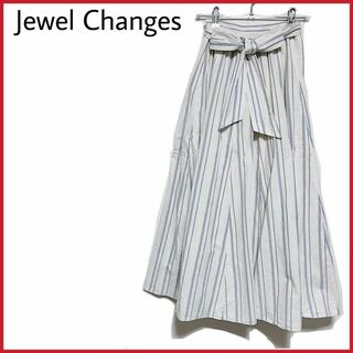 ジュエルチェンジズ(Jewel Changes)のJewel Changes ストライプロングスカート　下地あり　ドレープ　◎(ロングスカート)
