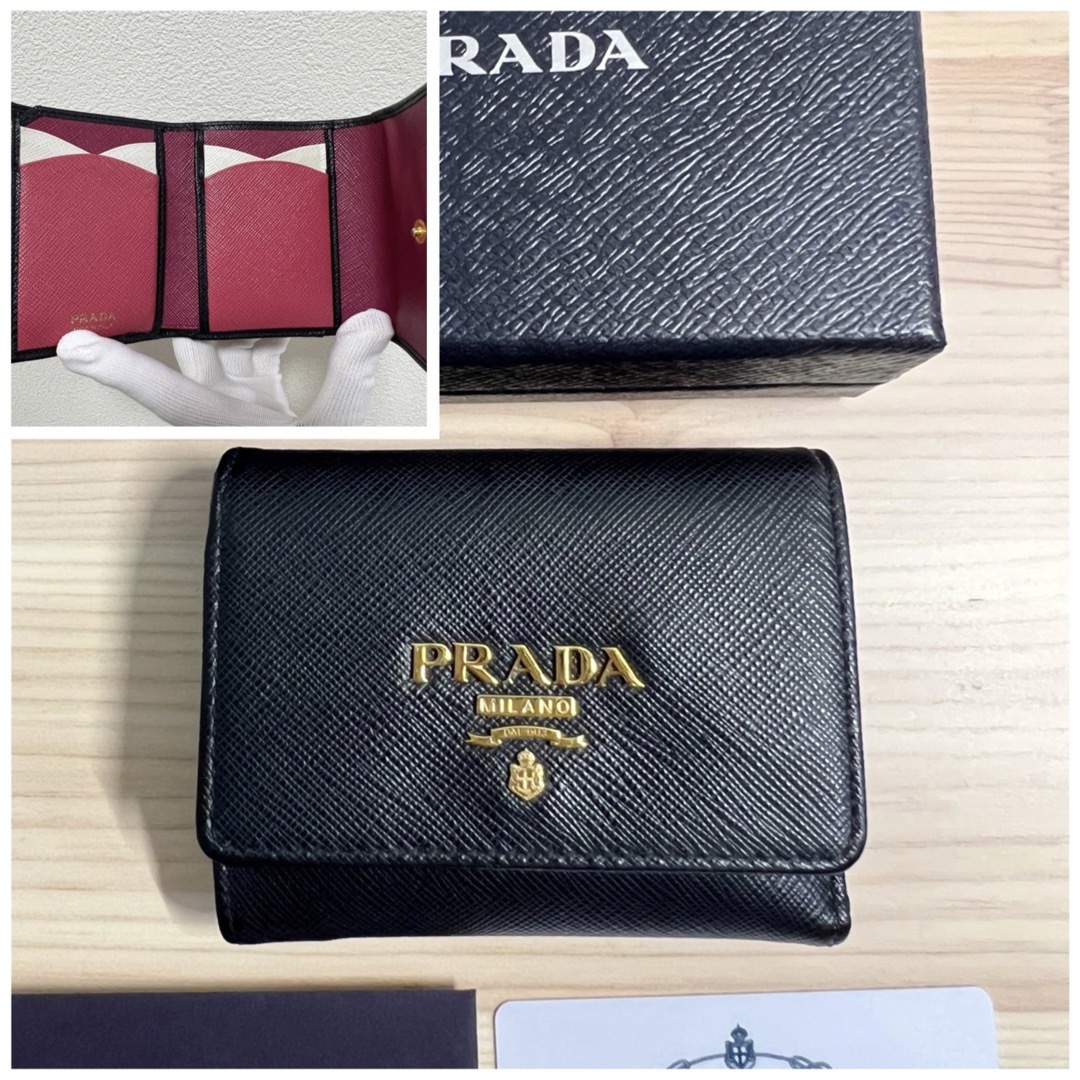 PRADA(プラダ)の美品 PRADA プラダ 財布 ミニ財布 三つ折財布 サフィアーノ マルチカラー レディースのファッション小物(財布)の商品写真