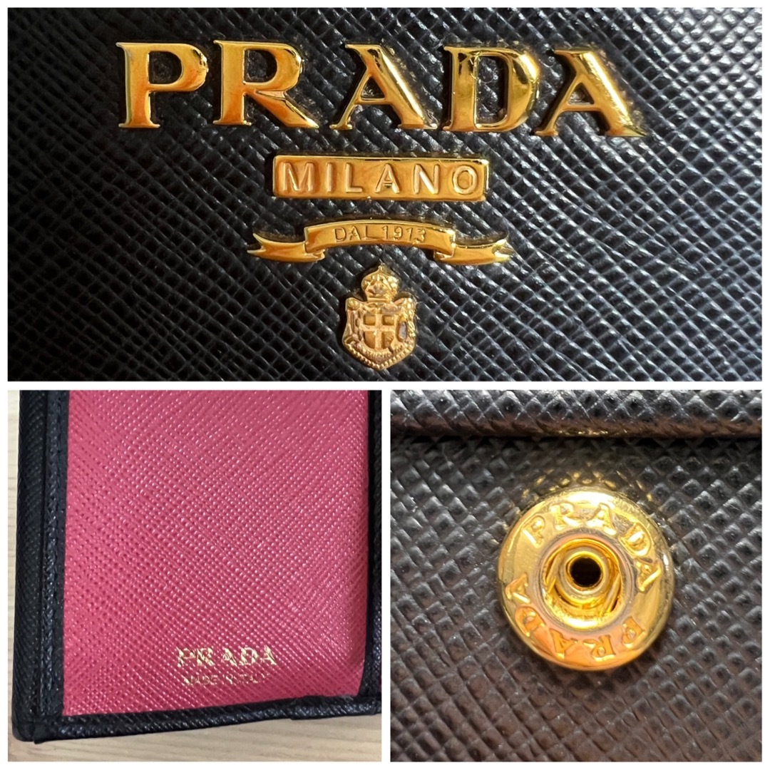 PRADA(プラダ)の美品 PRADA プラダ 財布 ミニ財布 三つ折財布 サフィアーノ マルチカラー レディースのファッション小物(財布)の商品写真