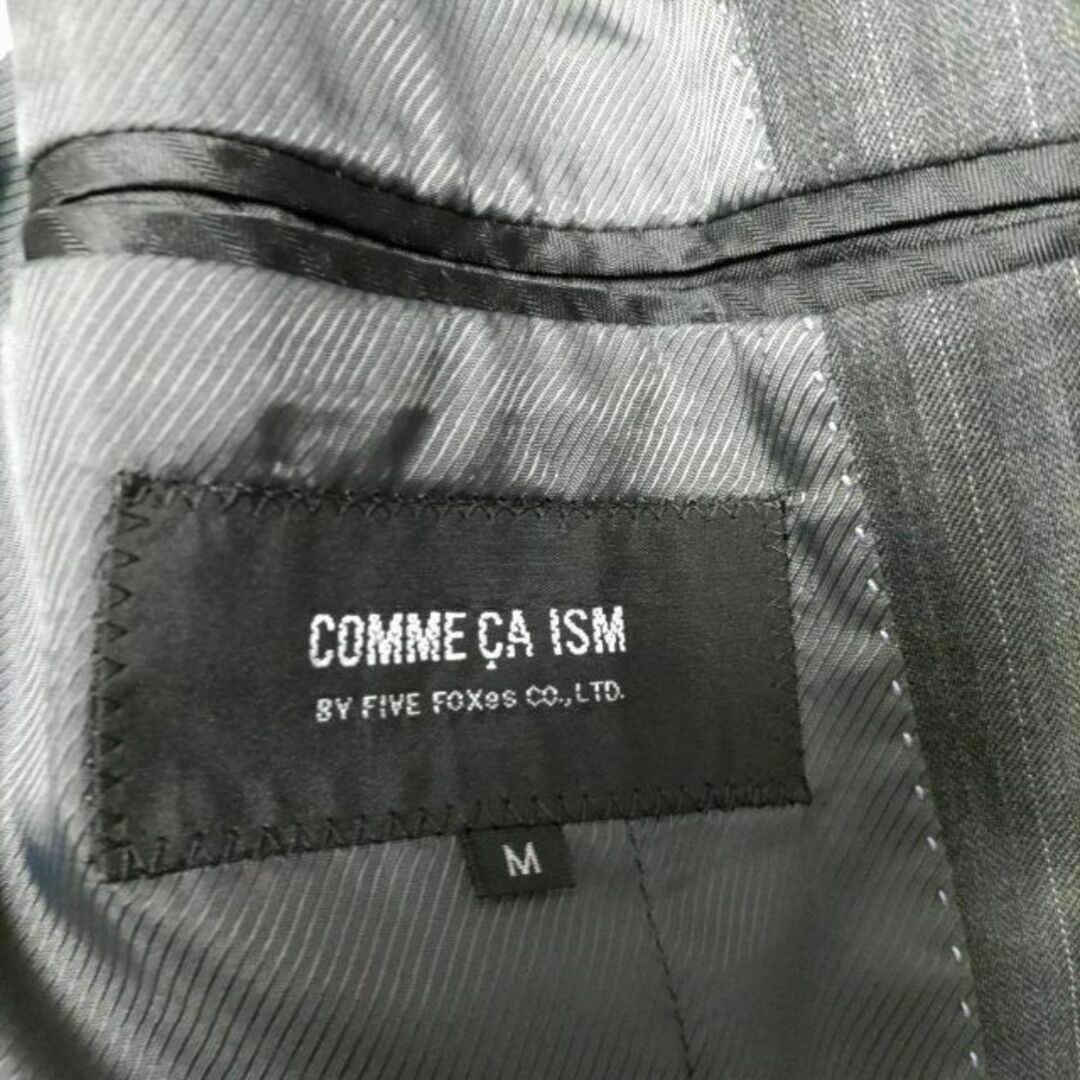 COMME CA ISM(コムサイズム)のコムサイズム ストライプ柄 テーラードジャケット ダークグレー Mサイズ メンズのジャケット/アウター(テーラードジャケット)の商品写真