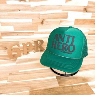 アンチヒーロー(ANTIHERO)の【アンチヒーロー】メッシュ キャップ スケートボード スケボー 緑グリーン×黒(キャップ)