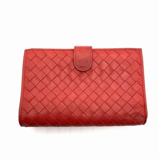 ボッテガヴェネタ(Bottega Veneta)のBOTTEGA VENETA  イントレチャート レザー 二つ折り財布 レッド(財布)