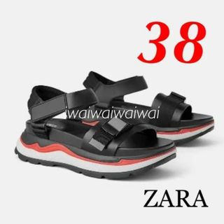 ZARA - 新品 ZARA 38 スポーティ 厚底 サンダル