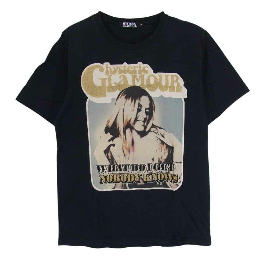 HYSTERIC GLAMOUR(ヒステリックグラマー)のHYSTERIC GLAMOUR ヒステリックグラマー 4CT-5912 ラメ加工 ガール プリント ロゴ 半袖 Tシャツ ブラック系 M【中古】 メンズのトップス(シャツ)の商品写真