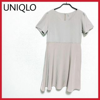 ユニクロ(UNIQLO)の美品　UNIQLO　コンビネーションフレアワンピース　半袖　可愛い　軽い　◎(ひざ丈ワンピース)