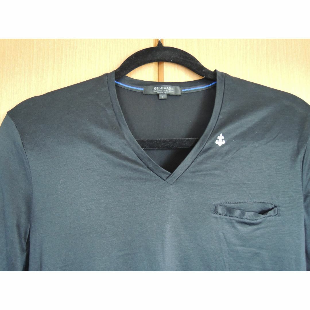 GILEVANS Ｖネック　ロングTシャツ(薄素材で軽快・リヨセル60＆綿40％ メンズのトップス(Tシャツ/カットソー(七分/長袖))の商品写真