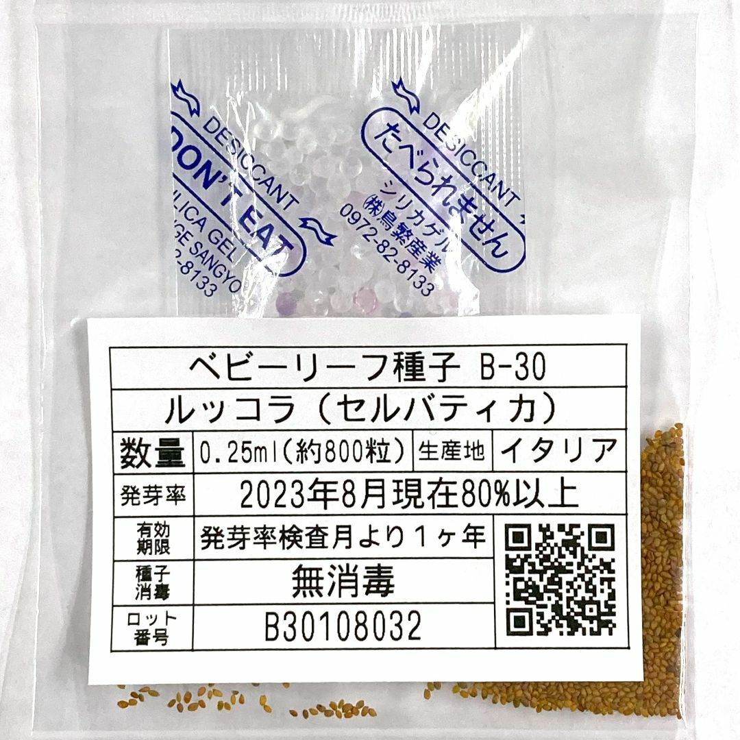 ベビーリーフ種子 B-30 ルッコラ（セルバティカ）0.25ml約800粒x2袋 食品/飲料/酒の食品(野菜)の商品写真