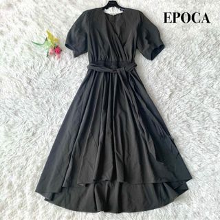 EPOCA - 【美品】エポカ ロング丈 トライベッカリネンストレッチドレスワンピース 緑 L