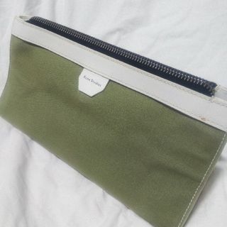 アクネストゥディオズ(Acne Studios)のACNE studios レザー×キャンバス モスグリーン×ホワイト クラッチ(セカンドバッグ/クラッチバッグ)