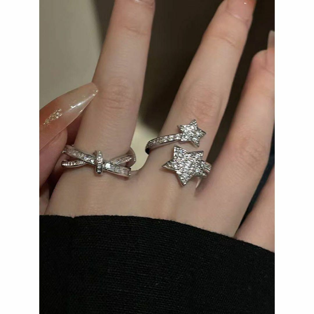 指輪　シルバーリングクロス　宝石　ジュエリー　ダイヤモンド風　ジルコニア レディースのアクセサリー(リング(指輪))の商品写真