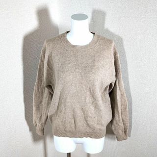 ユニクロ(UNIQLO)のユニクロ　ウールニット　クルーネック　ベージュ　大きいサイズ　レディス　XL(ニット/セーター)