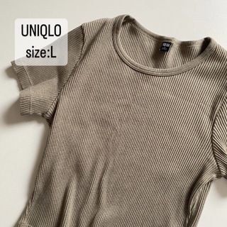 ユニクロ(UNIQLO)のUNIQLO    リブクロップドT    グリーン　L    半袖(Tシャツ(半袖/袖なし))