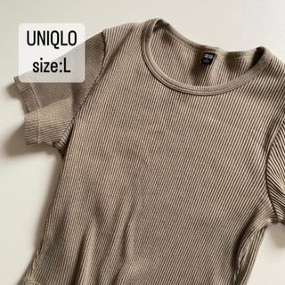 ユニクロ(UNIQLO)のUNIQLO    リブクロップドT    グリーン　L    半袖(Tシャツ(半袖/袖なし))