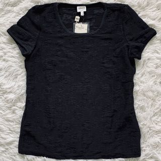 アルマーニ コレツィオーニ(ARMANI COLLEZIONI)の新品 アルマーニコレツィオーニ トップス 黒 46 Lサイズ イタリア製 花柄(Tシャツ(半袖/袖なし))