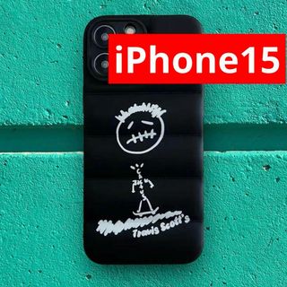 トラビススコット ダウン  iPhone15 ケース　［ブラック］(iPhoneケース)