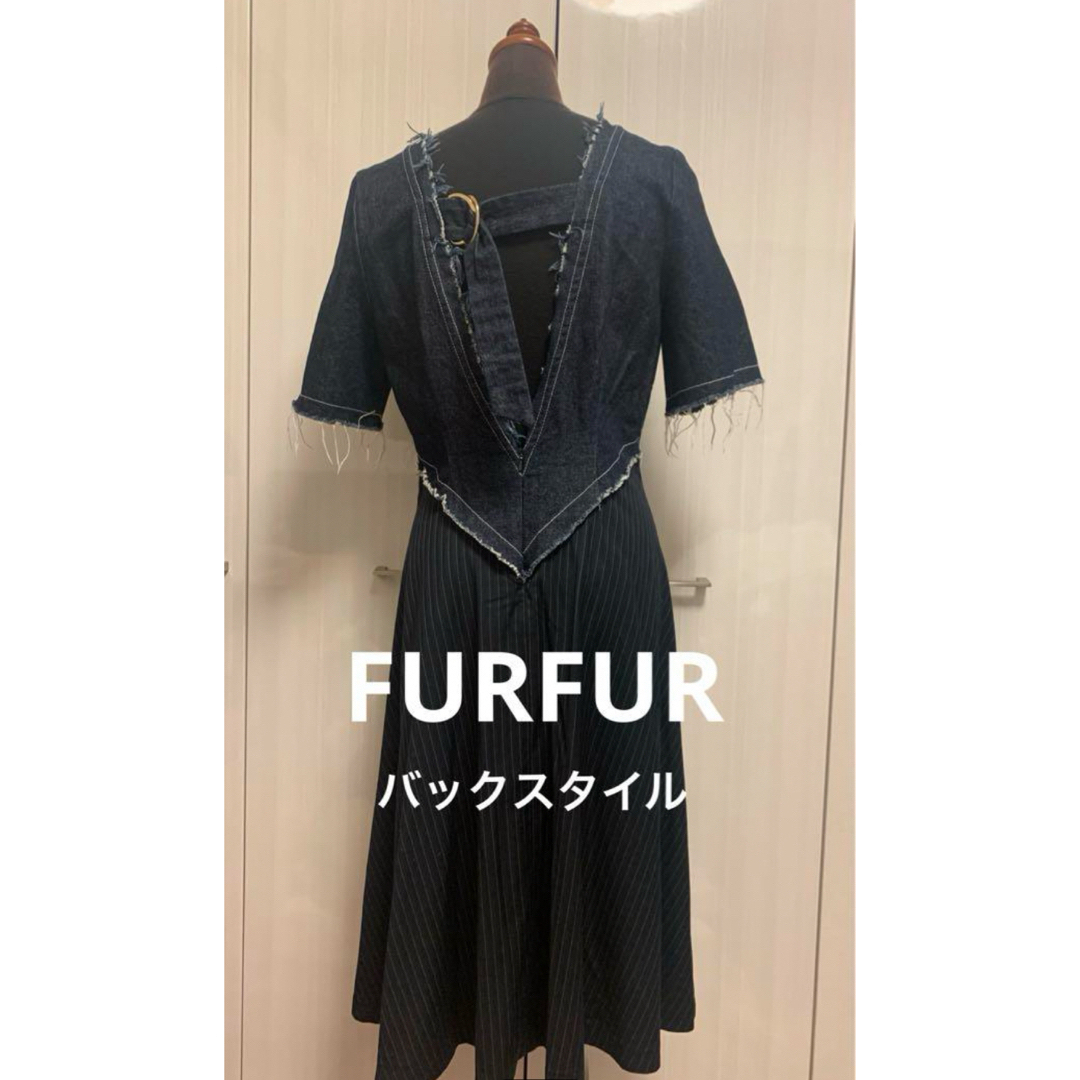 fur fur(ファーファー)の本日限定価格！ FURFUR  可愛い デニム ドッキングワンピース  レディースのワンピース(ひざ丈ワンピース)の商品写真