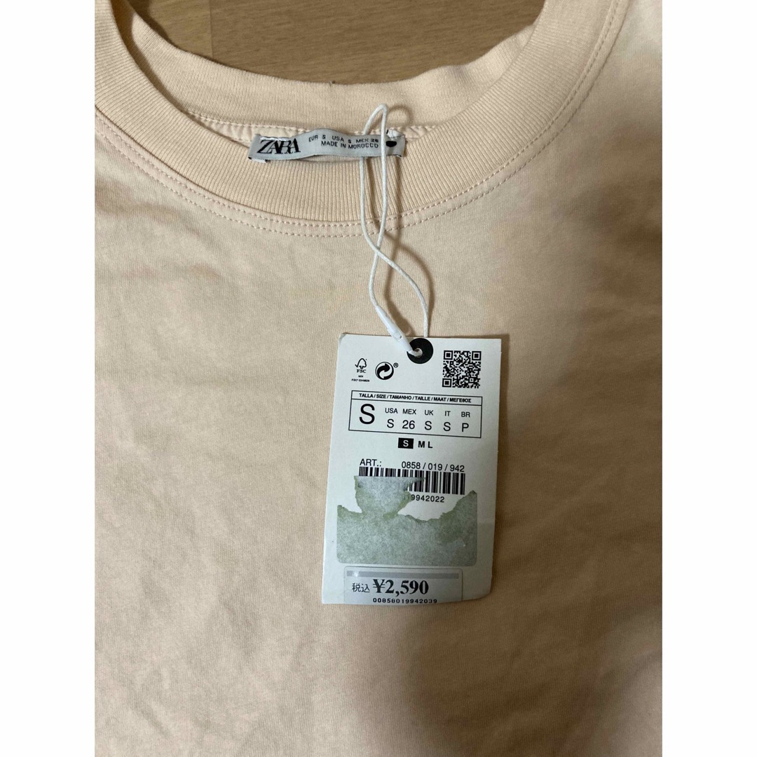 ZARA(ザラ)のザラ トップス ノースリーブ ハイウエスト パステルオレンジ Sサイズ レディースのトップス(Tシャツ(半袖/袖なし))の商品写真