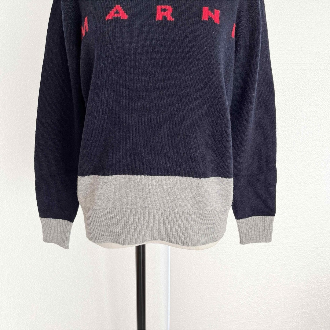 Marni(マルニ)のMARNI マルニ　カラー切り替え ロゴ入りニット　セーター　XSサイズ　レッド レディースのトップス(ニット/セーター)の商品写真