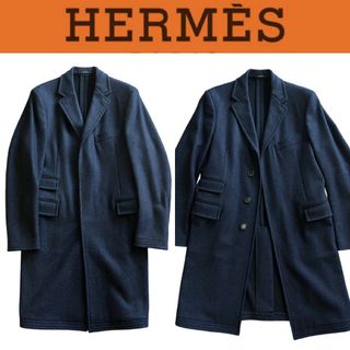 Hermes - 定価80万 エルメス チェスターコート 44 XS ネイビーブルー HERMES