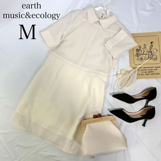 earth music & ecology - earth ワンピース 半袖 無地 ピコレース お呼ばれ レース 424a22