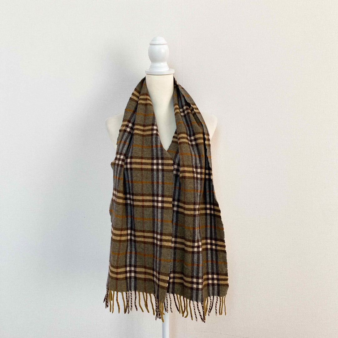 BURBERRY(バーバリー)のBurberry バーバリー マフラー　ストール　ノバチェック　ウール　カーキ レディースのファッション小物(マフラー/ショール)の商品写真