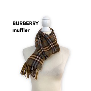 バーバリー(BURBERRY)のBurberry バーバリー マフラー　ストール　ノバチェック　ウール　カーキ(マフラー/ショール)